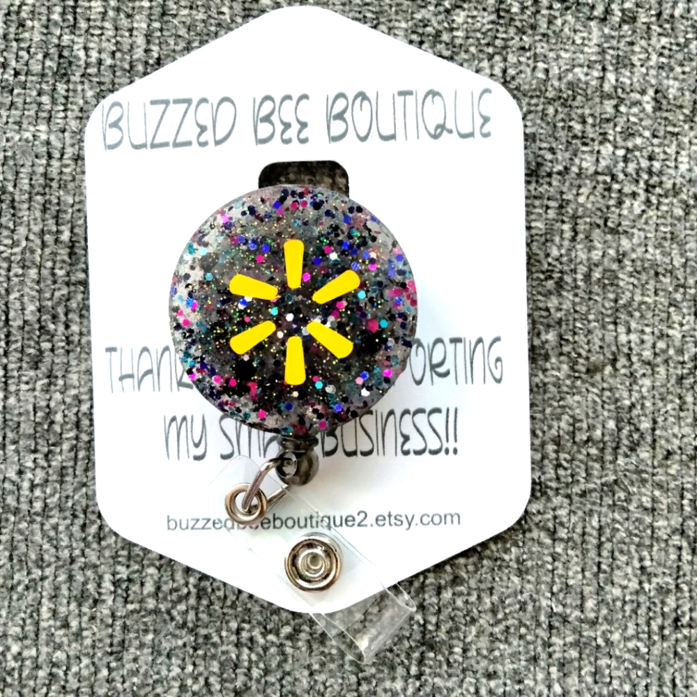 Walmart supercenter spark retractable name badge reel ID holder